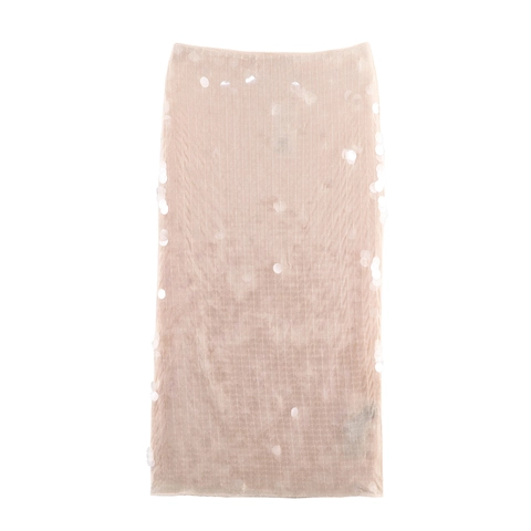 Gonna Midi In Rete Con Paillettes Elegante Luccicante Tulle Fondo Diritto Streetwear Sexy Uscita Vita Alta Da Donna