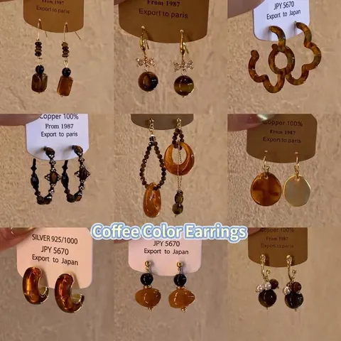 Pendientes Colgantes Geométricos Retro Con Resina Piedra Ojo De Tigre Aleación Y Poste De Plata Esterlina 925