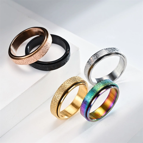 Spinner Ring Edelstahl Mattiert Sandgestrahlt Rotierend Band Minimalistischer Schmuck Für Herren Damen