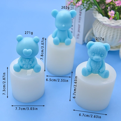 Moule En Silicone Ours En Peluche 3D Pour DIY Pâtisserie Gâteau Chocolat Bougie Savon Résine Artisanat Forme Animale Flexible