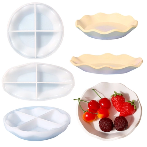 Silicone Mold For Divided Wave Edge Snack Plate Jewelry Tray DIY Resin Casting Home Decor Crafting