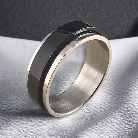 Minimalistischer Titanstahl Drehbarer Spinner Ring Für Damen Herren Stressabbau Anti Angst Geometrischer Bandring Mode Handschmuck