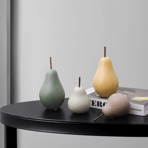 Ornements Fruits Céramique Nordique Minimaliste Poire Pomme Citrouille Figurines Décoration Bureau Maison Moderne