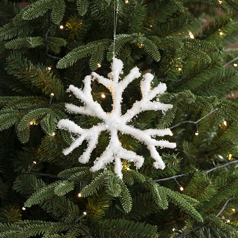 Glitter White Christmas Snowflake Ornaments Plastic Hanging Sequin Large 3D Winter Wonderland Holiday Tree Decoration