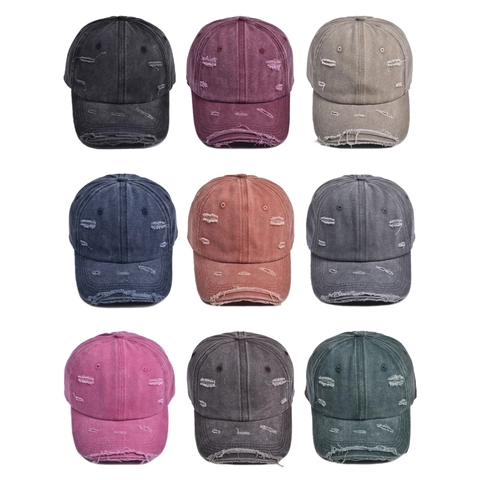 Berretto Da Baseball In Cotone Lavato Distressed Strappato Vintage Regolabile Retro Cappello Da Sole Uomini Donne