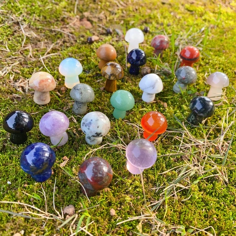 Statues De Mini Champignon Pierre Naturelle Cristal Quartz Agate Pierres De Guérison Polies Décor De Jardin Bricolage