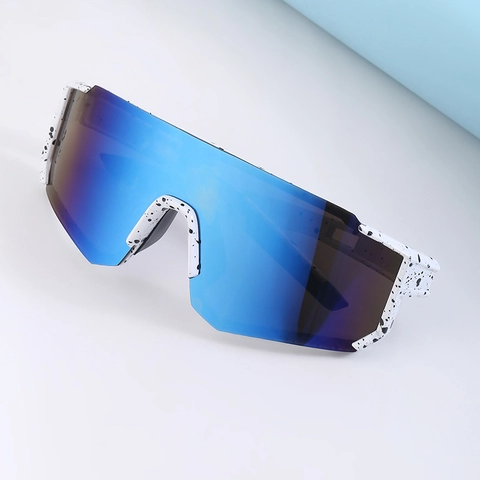 Sport Radsport Sonnenbrille Shield Einteiliges Glas UV400 Schutz PC Rahmen Tintenpunktmuster Outdoor Brille