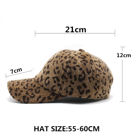 Leopard Print Kunstpelz Baseball Kappe Warm Verdickt Plüsch Gebogene Krempe Winter Outdoor Lässig Verstellbare Hut Damen