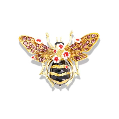 Broche Abeille en Alliage Vintage Avec Strass et Émail Luxueuse Épingle de Revers Animale pour Femme Accessoires Écharpe Décoration de Robe
