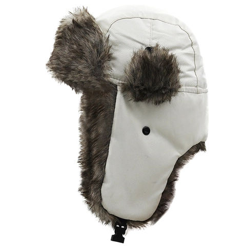 Winter Bomber Hat Faux Fur Lining Windproof Polyester Trapper Hat With Ear Flaps For Skiing Outdoor Unisex