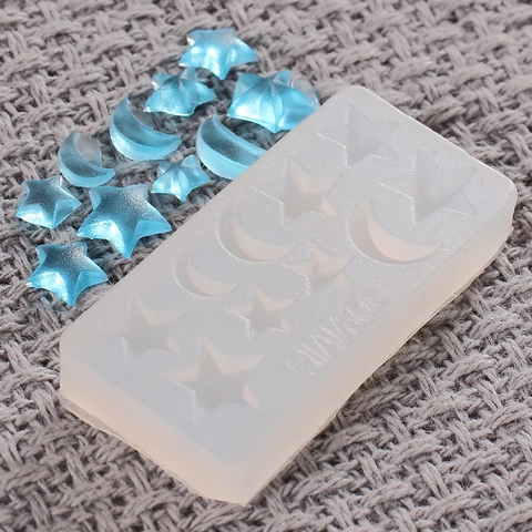DIY 10-Hole Star And Moon Silicone Mold For Resin Crystal Drip Glue Jewelry Pendant Cell Phone Accessories Handmade Crafts Tool