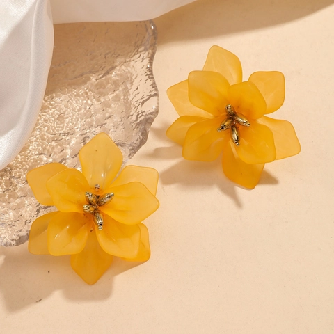 Korean Style Frosted Acrylic Flower Stud Earrings With 925 Sterling Silver Post Oversized Elegant Floral Jewelry For Women