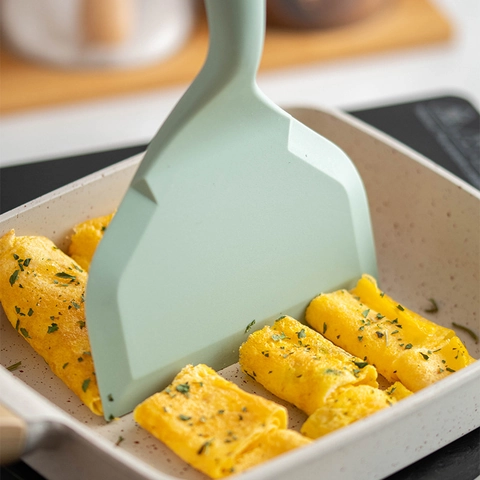 Espátula Tamagoyaki De Silicona Con Mango De Madera De Haya Resistente Al Calor Antiadherente Ancha