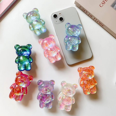 Supporto Griptok Per Cellulare Orso 3D Resina Olografica Cangiante Estensibile Adesivo Supporto Da Scrivania Per Donne