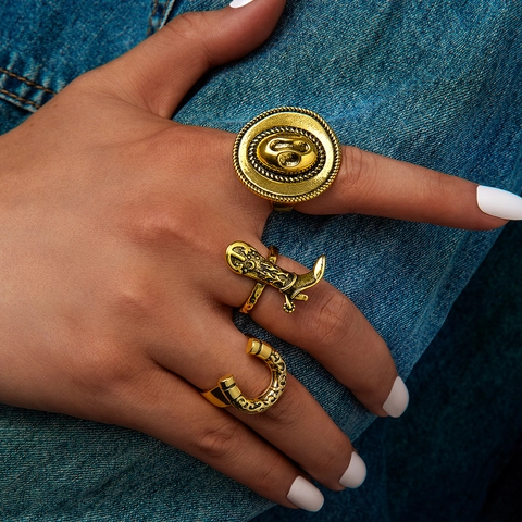 Retro Western Cowboy Ring Legierung Antik Cowboyhut Stiefel Hufeisen Ethno Boho Schmuck Für Damen
