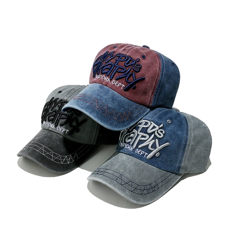 Gorra De Béisbol De Algodón Lavado Vintage Bordado De Letras Color En Contraste Sombrero Streetwear Retro Unisex