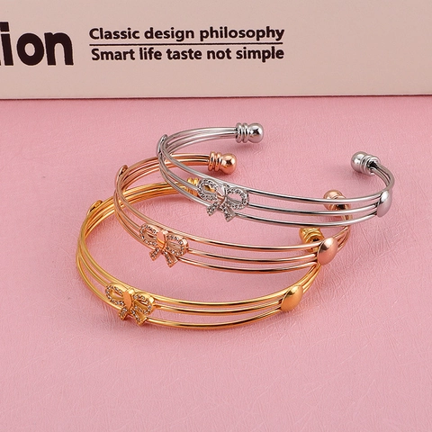 Butterfly Stainless Steel Cuff Bracelet With Zircon Rhinestone Multilayer Design Adjustable Jewelry For Women Elegant