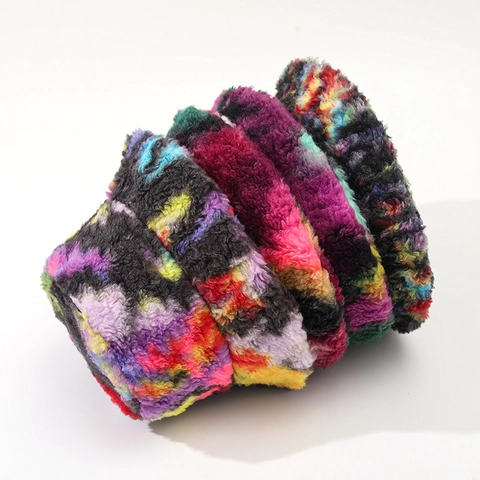 Cappello Alla Pescatora In Pelliccia Sintetica Tie Dye Peluche Colorato Inverno Caldo Spesso Per Uomo Donna