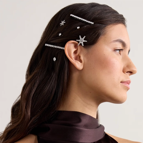 Elegant Rhinestone Star Hair Clips Shiny Metal Bobby Pins For Women Bridal Wedding Party Hair Styling Accessories