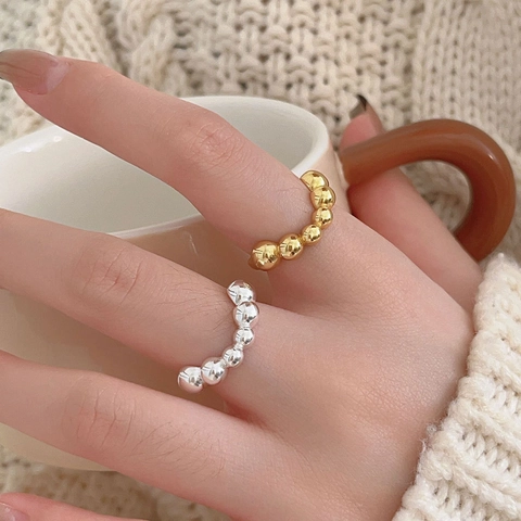 Anello Con Perline In Argento Sterling 925 Aperto Regolabile Minimalista Stile Coreano Gioielli Di Moda Eleganti Per Donne Ragazze