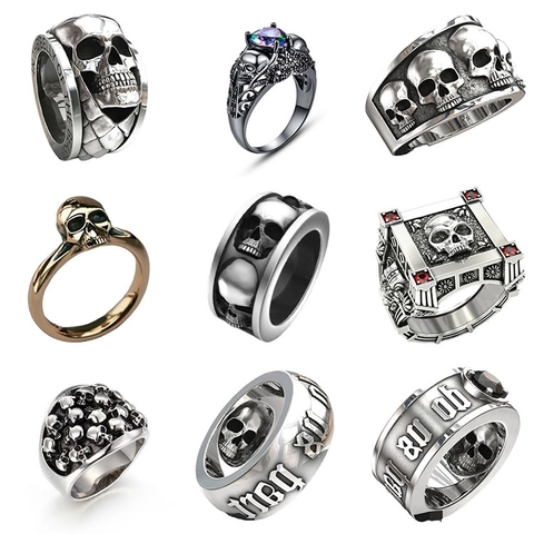 Anello Teschio Meccanico Vintage Lega Di Zinco Zircone Stile Industriale Gotico Punk Gioielli Per Uomo Donna