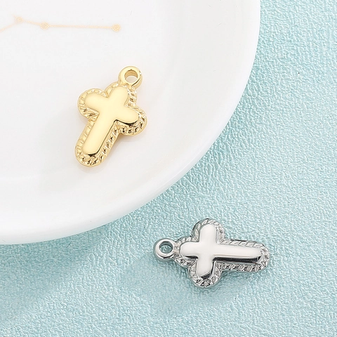 Edelstahl Kreuz Anhänger Charm Geflochtenem Rand Glatte Mitte DIY Schmuckherstellung Zubehör Für Halsketten