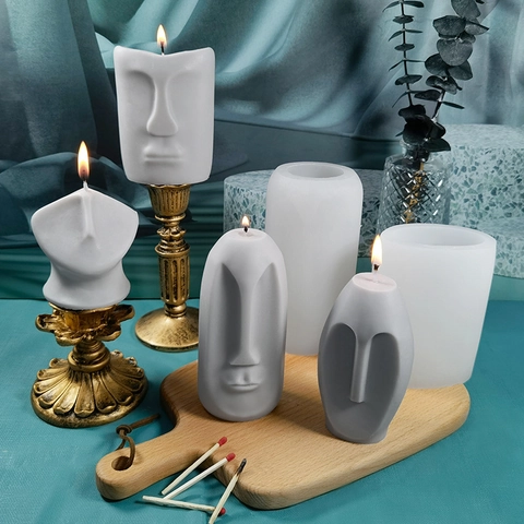 Stampo In Silicone Viso Umano Astratto Per Candela Profumata DIY Ritratto Ornamento In Gesso Minimalista Artigianale Decorativo