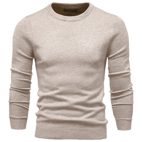 Men's Casual Knit Sweater Viscose Blend Round Neck Long Sleeve Slim Fit Thickened Warm Pullover Top For Autumn Winter