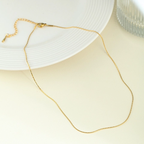 Collana A Catena Minimalista In Acciaio Inossidabile Placcato Oro Figaro Cuban Snake Box Maglia Choker Donna Gioiello Regolabile