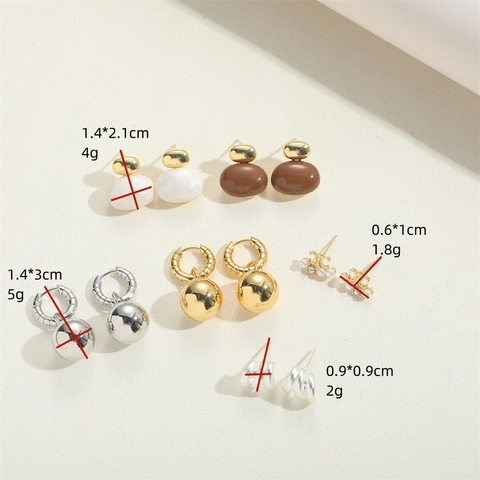 14K Vergoldete Kupfer Ohrringe Französischer Retro Stil Geometrische Runde Künstliche Perle Harz Strass Einfacher Schmuck Damen