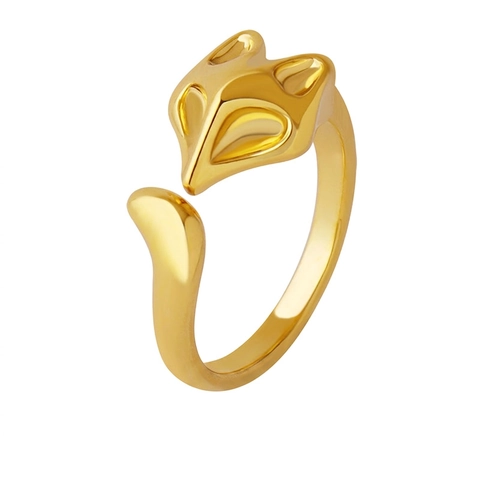 Fuchs Offener Ring Kupfer Verstellbar Tierdesign Poliert Vergoldet Kreativer Modeschmuck Geschenk Für Frauen Mädchen