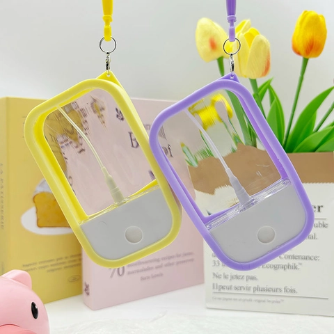 Flacone Spray Ricaricabile Portatile Con Custodia In Silicone E Gancio Per Portachiavi Colore Macaron Contenitore Da Viaggio In Plastica