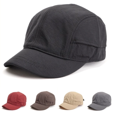 Short Brim 5 Panel Camper Hat Quick Dry Ripstop Polyester Lightweight Adjustable Outdoor Running Baseball Cap Unisex