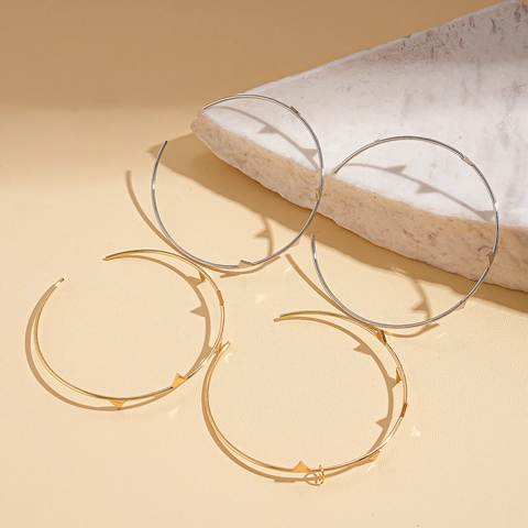 Geometric Rivet Hoop Earrings Copper With 925 Sterling Silver Earring Post Punk Triangle Spike Jewelry For Women Niche