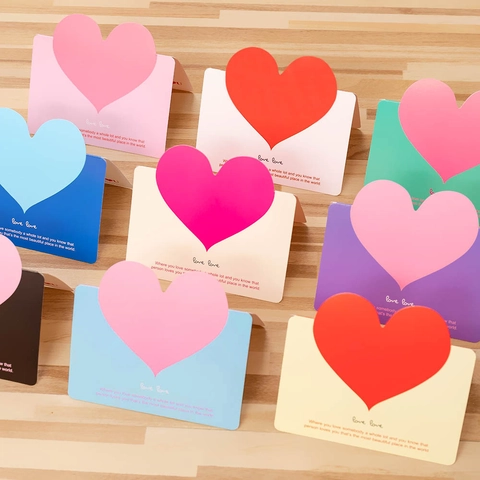Watercolor Heart Shape Greeting Cards Paper Gift Message Card For Mothers Day Valentine Birthday Christmas Thank You