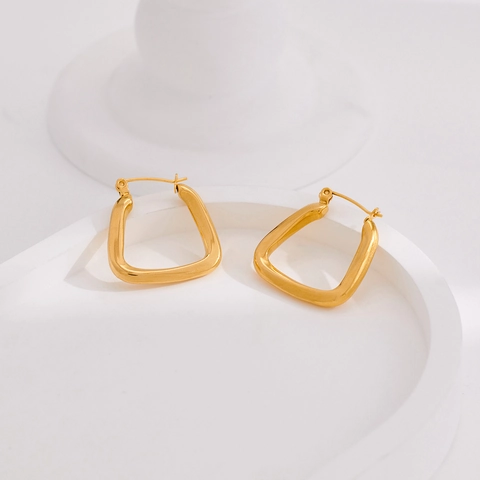 Pendientes de Aro en Forma de U de Acero Inoxidable Bañados en Oro Minimalistas Para Mujer Joyería de Moda Geométrica
