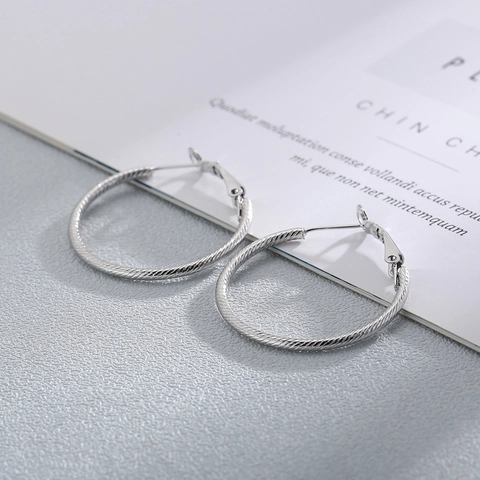 Pendientes De Aro Torsatados De Acero Inoxidable Para Mujer Geométricos Con Textura De Espiral Joyería De Moda
