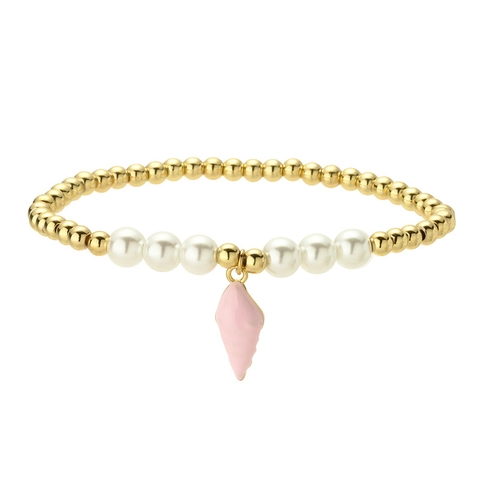 Bracciale Con Perline Tema Oceano Per Donna Con Künstliche Perle Di Rame Künstliche Perle D'Imitazione E Ciondoli In Smalto Stella Marina