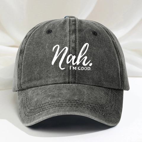 Baseball Cap Washed Cotton Texture Polyester Nah I'M GOOD Letter Print Adjustable Sun Hat Outdoor Casual Vintage Unisex