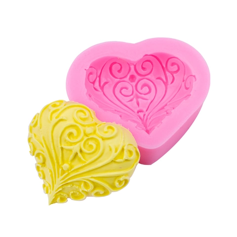Heart Shaped Silicone Cake Mold Flower Vine Embossed Fondant Baking Tool For Chocolate Handmade Soap Resin DIY Crafts