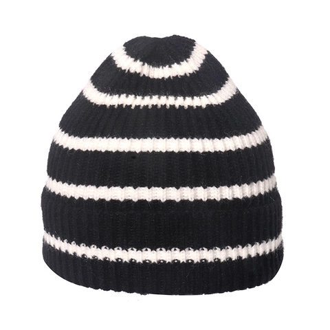 Striped Knitted Beanie Hat Acrylic Warm Winter Ribbed Cuffed Cap Minimalist Preppy Style For Men Women Kids