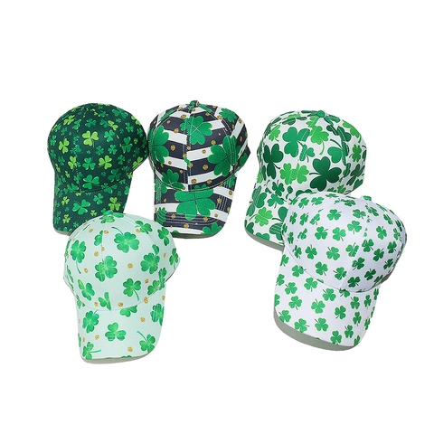 Honkbalpet Polyester Klavertje Print St Patrick's Day Zonbescherming Verstelbaar Voor Heren Dames