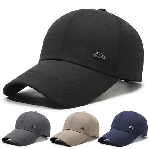 Gorra De Béisbol Unisex Tela De Sarga Hebilla De Metal Ajustable Protección Solar Minimalista Casual Al Aire Libre Con Logo De Montaña