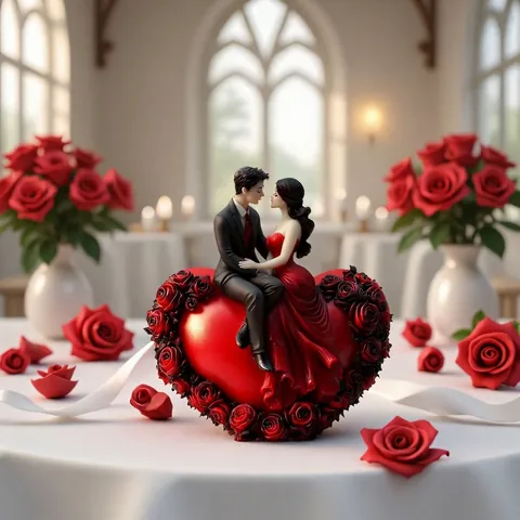 Heart Silicone Candle Mold 3D Rose Flower Wedding Couple DIY Aromatherapy Plaster Ornament Romantic Craft