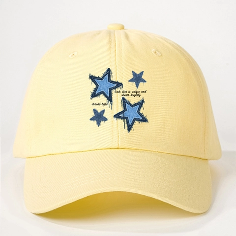 Berretto da Baseball in Cotone con Motivo a Stelle e Stampa di Lettere Inglesi Protezione Solare Outdoor Casual Cappello alla Moda