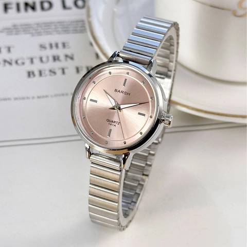 BARSH Women Quartz Watch Alloy Chain Strap Minimalist Small Round Dial Fashionable Wristwatch For Lady Student