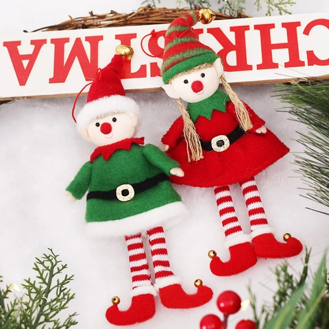 Weihnachtselfenpuppen Zum Aufhängen Niedlicher Plüsch Samt Vliesstoff Elf Junge Mädchen Für Weihnachtsbaum Feiertagsdeko