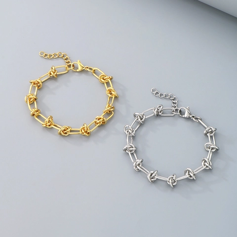 Bracciale A Catena Con Maglie Annodate Acciaio Inossidabile 316L Minimalista Geometrico Regolabile Gioiello