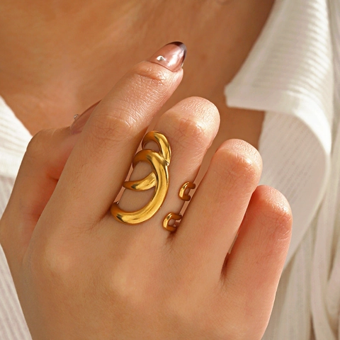 Stoere Open Ring Van Roestvrij Staal Minimalistisch Meerlaags Spiraal Geometrische Sieraden Voor Dames Goud Zilver
