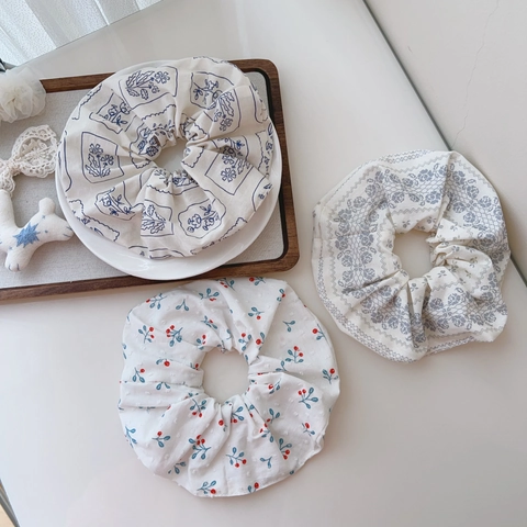 Scrunchies In Tessuto Con Stampa Floreale Retro Francese Elastici Per Capelli Accessori Estetici Per Donne